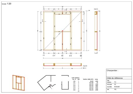 Plan coté ossature bois
